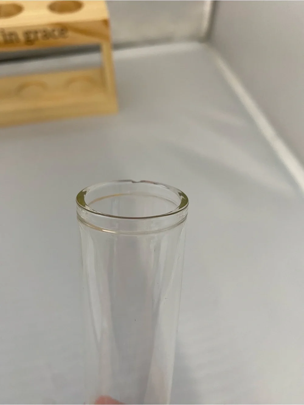 'Rooted in Grace' Natural Wood Test Tube Vase Set - Clear Glass
